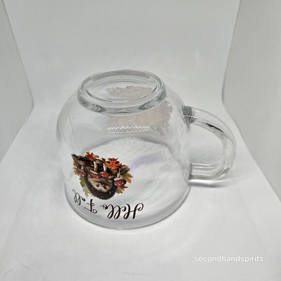 Hello Fall Pumpkins Hedgehog Mushrooms Clear Glass Mug - Picture 5 of 5